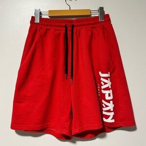 Romwe Men’s Red “Japan Tokyo City” Graphic Shorts Size S Casual Streetwear